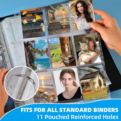 60 Pack 9 Pocket Card Sleeves Binder Sheets，Holds 1080 Cards, Clear Trading Card Sleeve Pages Protector for 3 Ring Binder, Fit for Baseball,Football,Game,Business Cards