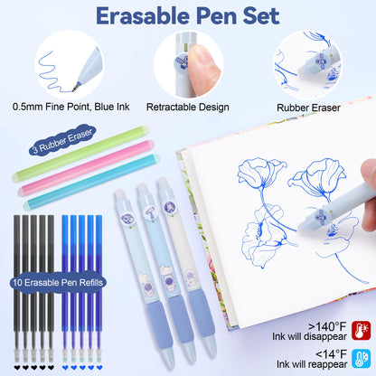 DazSpirit 61 PCS Aesthetic School Supplies Set with Cute Pencil Case, Pastel No Bleed Highlighters, Gel Pens, Erasable Pens, Mechanical Pencils, Refills, Sticky Notes, Complete Stationery Kit