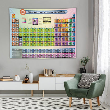 DDCBNS Periodic Table Tapestry,Science Chemistry Element Educational Print Educational Tapestry Wall Hanging Home Décor for Study Classroom Bedroom Living Room Dorm Office 80" x 60"
