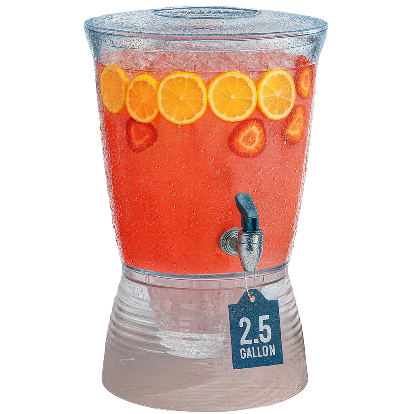 Drink Dispenser for Parties (2.5 Gallon) Large Plastic Water Dispenser for Counter Tops, No Mess, Easy to Assemble & Wash, Up to 40 Drinks, For Drinks, Juice, Punch & Water (1 Pack)
