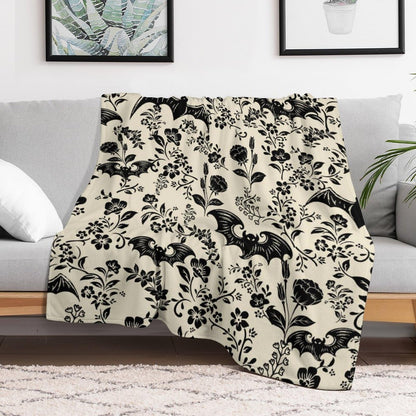 Bat Flower Throw Blanket for Teens Boys Girls and Adults Soft Warm Cozy Funny Midweight Food Flannel Blankets for Couch Sofa Bed Camping Travel Home Decor 40" X 50"