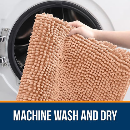 OLANLY Bathroom Runner Rugs 70x24, Extra Soft Absorbent Chenille Bath Rugs, Rubber Backing Quick Dry, Machine Washable Long Bath Mats for Bathroom Floor, Tub and Shower, Home Decor Accessories, Peach