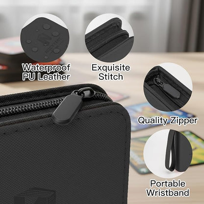 Trading Card Binder, Mini 1-Pocket Trading Card Binder with 20 Pages, Portable Card Album Holds 40 Cards for TCG, MTG, Sports Cards & Game Cards etc(Black)