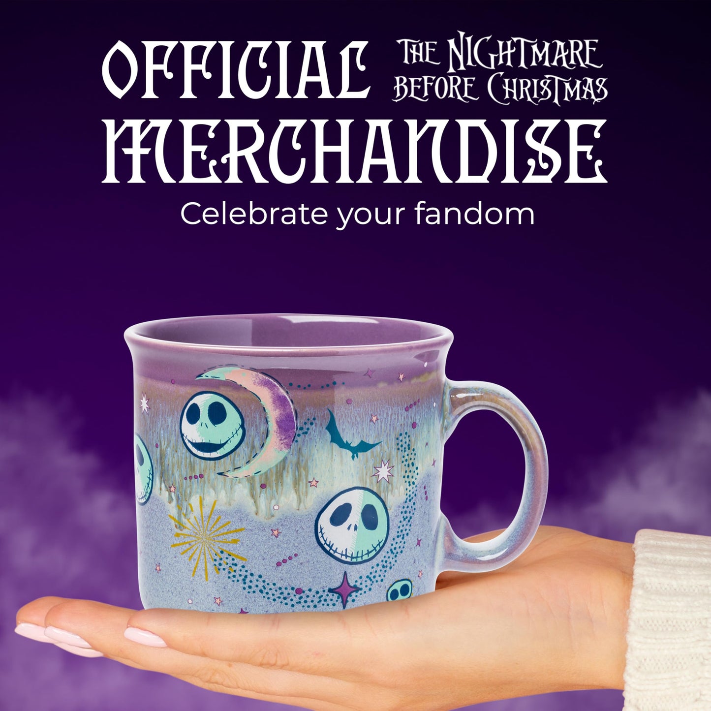 Silver Buffalo Disney Nightmare Before Christmas Jack Skellington Mystic Opulence Reactive Glaze Ceramic Camper Mug, 20 Ounces