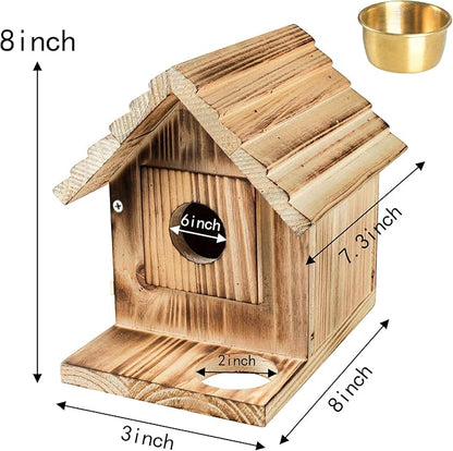 Bird House for Outside, Wooden Bluebird House with Predator Guard, Hanging Wild Bird Feeder, Outdoor Birdhouse for Clearance, Garden Bird Nesting Box for Country Cottages