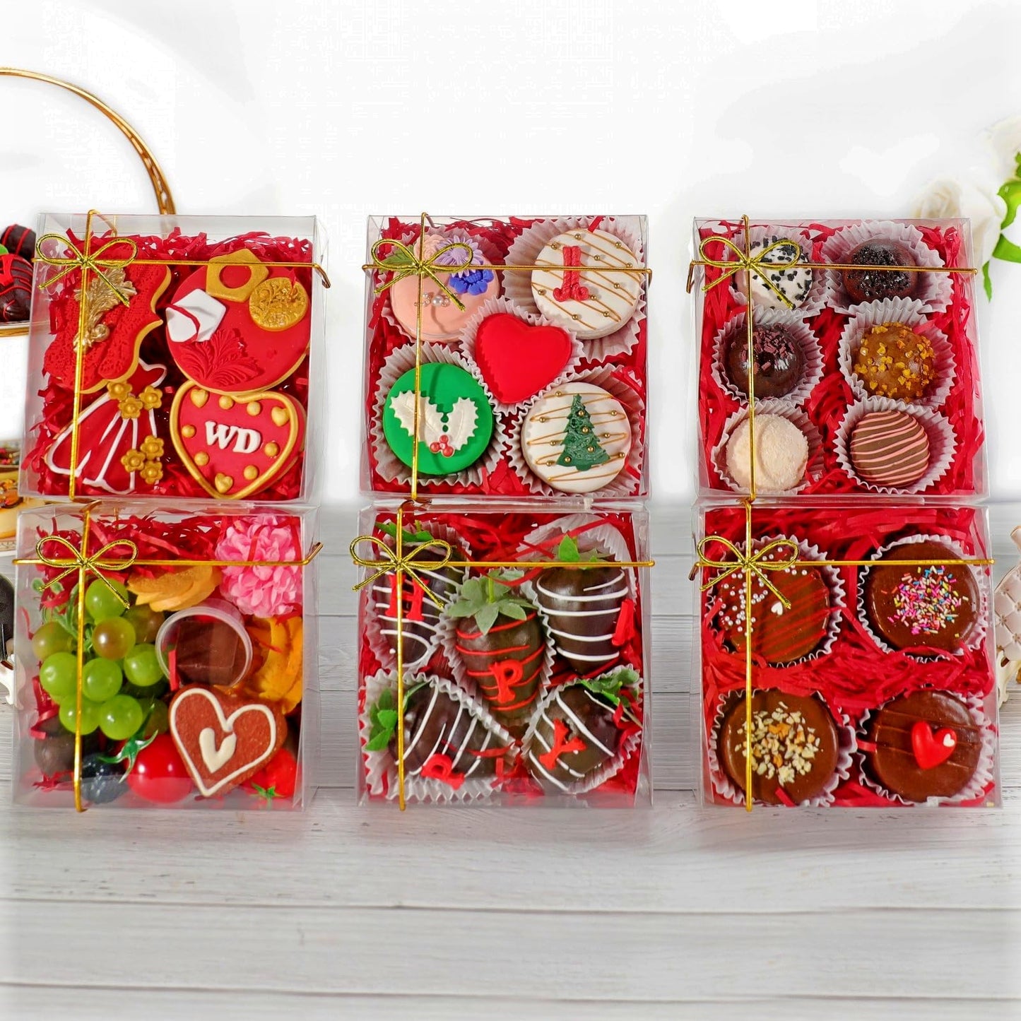 SLShePack 15Pack Clear Bakery Boxes 5x5x2 Inches Chocolate Covered Strawberry Boxes for 4 Mini Cake Boxes Cookies Macaron Boxes Pie Boxes Browines boxes