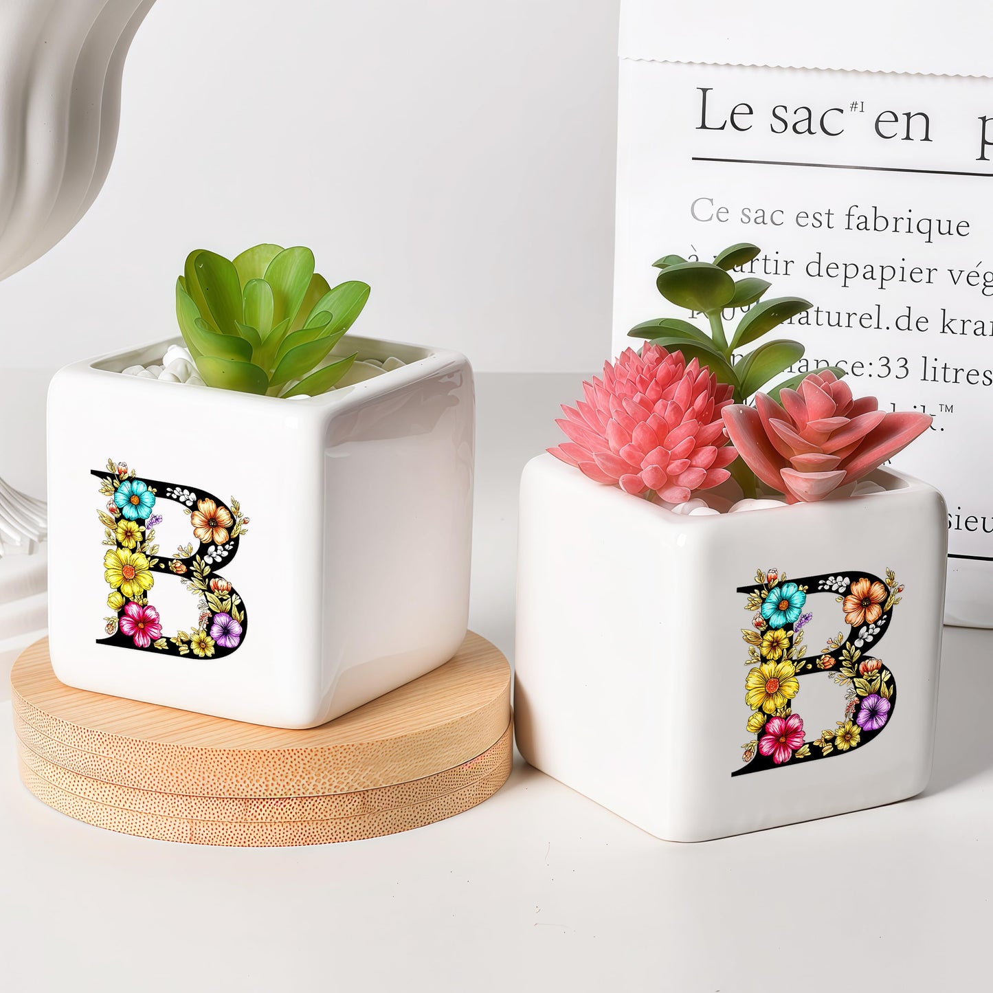 BJDAMAI Succulent Planter Flower Plant Pot Small, Girls Stuff Decor Item Accessories Things Merchandise Gift Essentials Aesthetic (Letter B)