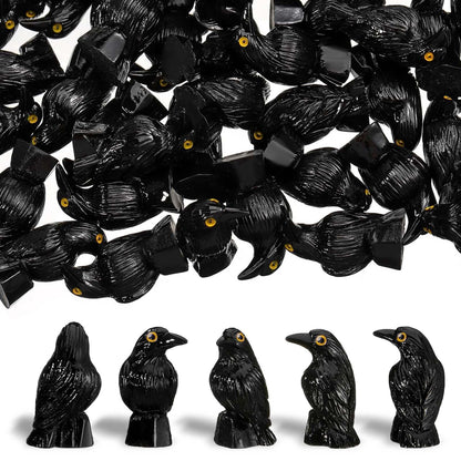 SHIFANQI 50 Pcs Halloween Miniatures Mini Black Crows Figurines, Small Resin Crow Figures, Tiny Raven Decor for Halloween Party Spooky Scene Outdoor Home Garden Decoration DIT Crafts
