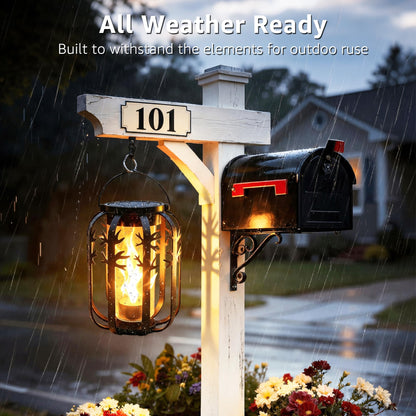 Ollny 2 Pack Solar Lanterns Outdoor Waterproof, Upgraded Flickering Flame Solar Lights Outdoor, Dual Charging (USB/Solar), 4 Modes Hanging Solar Lantern for Yard Patio Path Tree Garden Decor