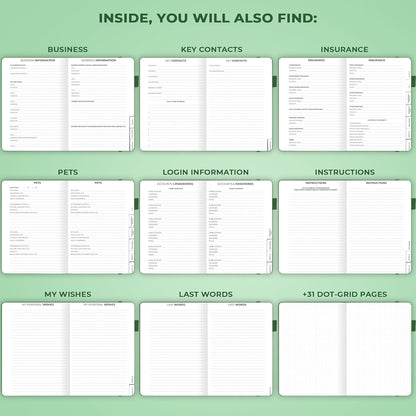 Clever Fox End of Life Planner – Final Arrangements Organizer for Beneficiary, Will Preparation, Last Wishes & Funeral Planning, A5 (Dark Green)