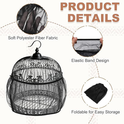 Bird Cage Seed Catcher, Bird Cage Net Cover Seeds Guard, Universal Birdcage Accessories, Black, Circumference 55.1"-70.9", Height 11.8" for Parrot Cockatiel Enclosures