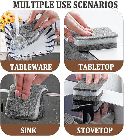 Taeku Natural Kitchen Sponge, 6 Pack Heavy Duty Scrub Cellulose Sponge Premium Multifunction Eco Friendly Cleaning Sponges for Dishes (Grey)
