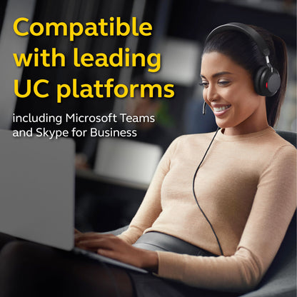 Jabra Evolve2 40 UC Wired Headphones, USB-A, Stereo, Black – Telework Headset for Calls and Music, Enhanced All-Day Comfort, Passive Noise Cancelling Headphones, UC-Optimized with USB-A Connection