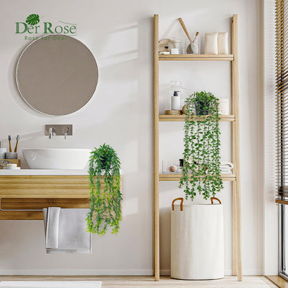 Der Rose 6Pcs Fake Hanging Plants Artificial Vines Faux Hanging Plants Indoor for Bathroom Kitchen Wall Bookshelf Outdoor Decor