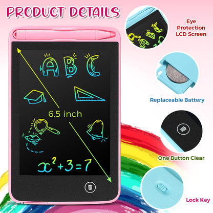Zhehao 12 Pcs LCD Writing Tablet for Kids Colorful Drawing Doodle Board Drawing Tablet Erasable Reusable Electronic Draw Pad Gift for Boy Girl Educational Learning(6.5 Inch Screen,Vivid Color)