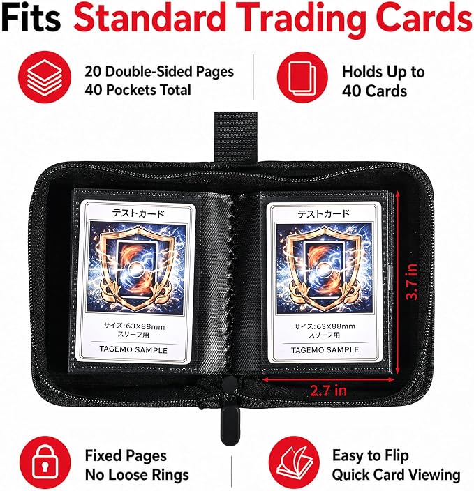 Mini Trading Card Binder Album, 1 Pocket Card Binder with 20 Double-Sided Pages 40 Pockets, Side Loading Small Card Binder for Trading Cards, Single Card Holder Book for Collectors and Kids