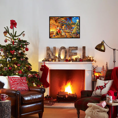 MBOQIU 1000 Piece Puzzle for Adults - Christmas Cabin Christmas Puzzle, Letters on Back, Santa Claus Christmas Vacation Jigsaw Puzzles, Challenging Puzzles for Teens Seniors - 27.6 x 19.7 inches