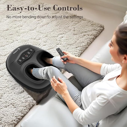 FSA Eligible HSA Foot Massager with Heat [Remote Control], Shiatsu Foot Massager Machine 5 Compression Levels, Electric Feet Massager for Foot Pain Relief, Gifts for Seniors Elderly Parents