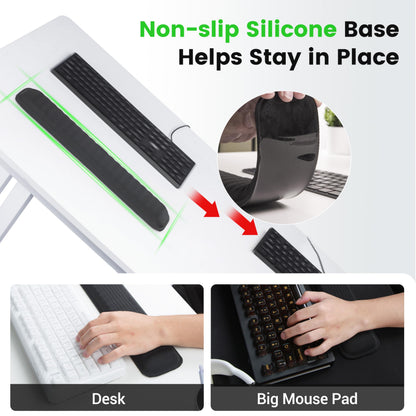 MEKASS Keyboard Wrist Rest, Soft Memory Foam Wrist Support for Keyboard, Keyboard Hand Rest Pad for Wrist Pain Relief, Keyboard Wrist Guard for Long Hours of Work, Gaming, Studying（Classic Black）