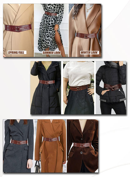 TeeYee Coffee Leather Belts Elastic Renaissance Waist Stretch Retro Belt Vintage Fashion Medieval Fashion Hook Belt Medium