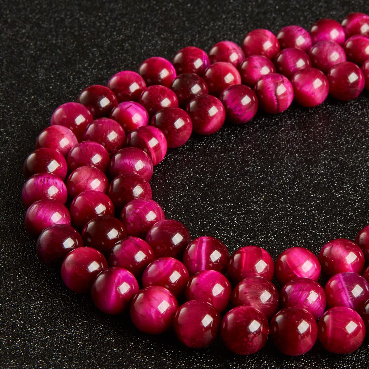 60pcs 6mm Magenta Tiger Eye Beads Natural Gemstone Beads Round Loose Beads for Jewelry Making