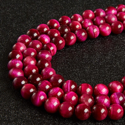60pcs 6mm Magenta Tiger Eye Beads Natural Gemstone Beads Round Loose Beads for Jewelry Making