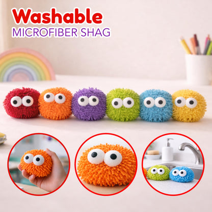 4E's Novelty 12 Pack Googly Eye Dry Erase Board Erasers Bulk - Microfiber Shag Washable Multicolor Whiteboard Erasers for Teachers Kids, Back to School Classroom Supplies School Essential
