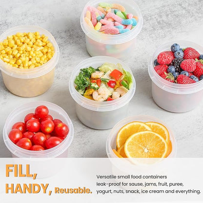 TUZAZO 6 Pack - 20 Oz Food Storage Containers with Screw Lids, Airtight Plastic Small Freezer Storage Container for Ice Cream, Overnight Oats, Snack, Soup, Portion and Meal Prep Container
