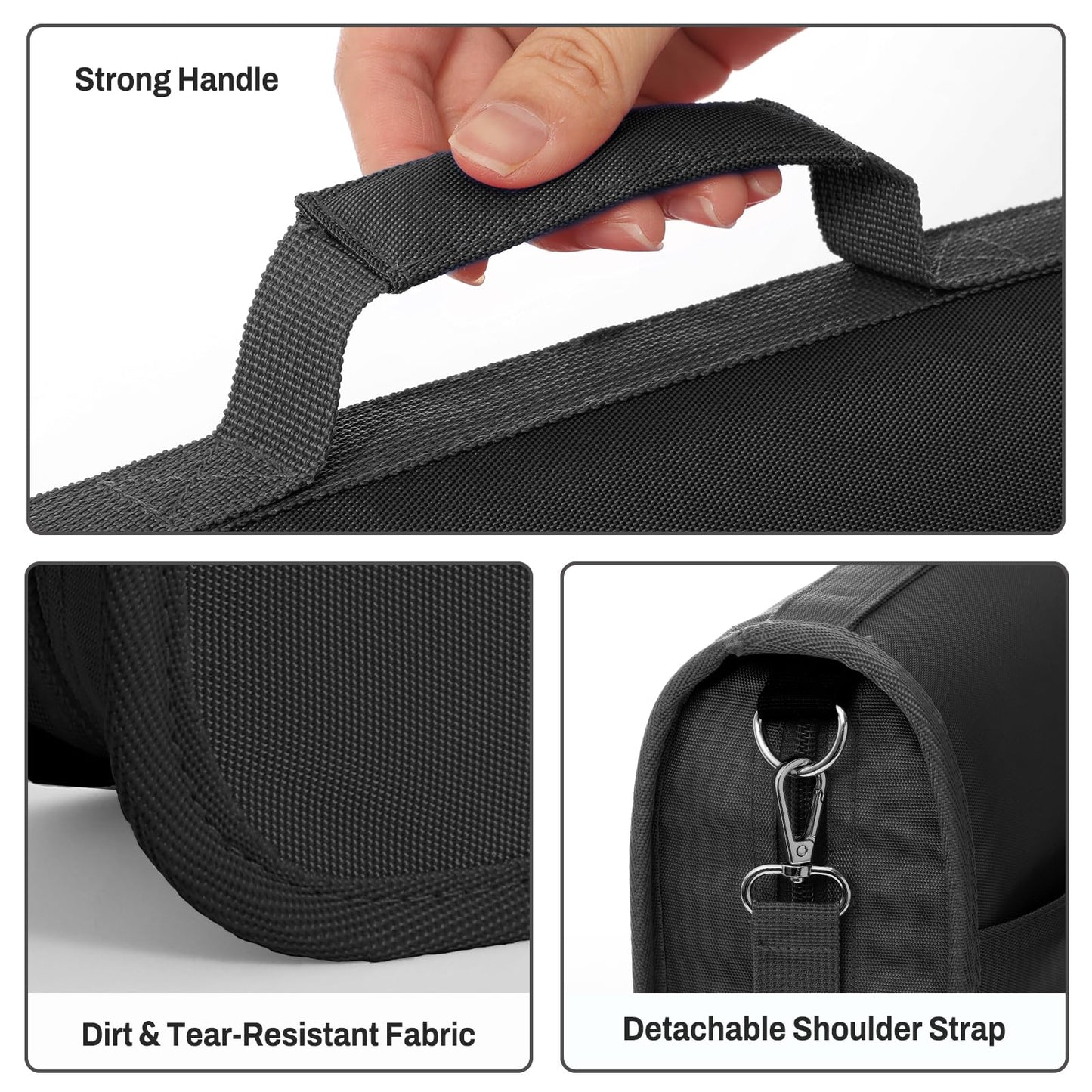 SUNEE Zipper Binder 3 Ring, 3 Inch O-Ring with Handle and Shoulder Strap, 600-Sheet Capacity, 5-Tab Expanding File Folder, Multi-Pockets for Middle School Organizer Binder with Zipper, Black