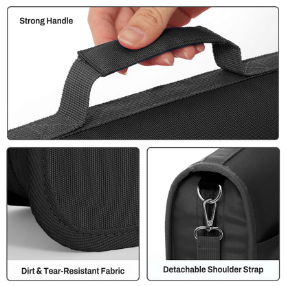 SUNEE Zipper Binder 3 Ring, 3 Inch O-Ring with Handle and Shoulder Strap, 600-Sheet Capacity, 5-Tab Expanding File Folder, Multi-Pockets for Middle School Organizer Binder with Zipper, Black