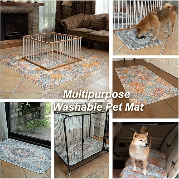 nunubaby 2PACK Washable Pee Pads for Dogs, Stylish, Non-Slip and Leak-Proof Pee Pads. Reusable Potty Pads for Dogs for Crates and Floors.(Red/Floral,72" x72" )