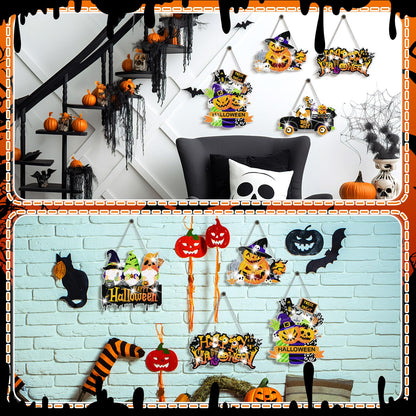 Zonon 6 Pcs Fall Diamond Art Kits Hanging Sign Decor 5d Autumn Diamond Painting for Adults DIY Art Craft Welcome Sign Flower Pumpkin Boots Gnomes Truck Ornament for Thanksgiving Wall Window Door Decor