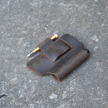YIYUS Genuine Leather Multitool Sheath Organizer, Leather EDC Pouch for Men, Belt Holder Mini Leather Pocket, Flashlight Holder, Pen Holder, Sheath Holster Darkbrown