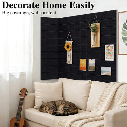 36" x 24" Large Black Cork Board Alternative - 6 Pack Felt Bulletin Board with 30 Push Pins, Felt Wall Tiles Pin Board for Walls Office Home School Decor, Aesthetic Cork Squares, Black