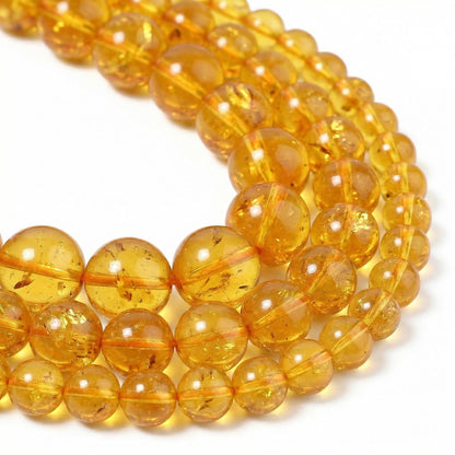 Yochus 60pcs Yellow Citrine Beads，6mm Healing Power Natural Stone Round Loose Beads for Jewelry Making Earring Necklace DIY Crafts