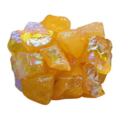 Amazing Gemstone Yellow Aura Quartz Raw Crystals and Healing Stones, Natural Rocks for Meditation and DIY Raw Stones and Crystals (1 lb)