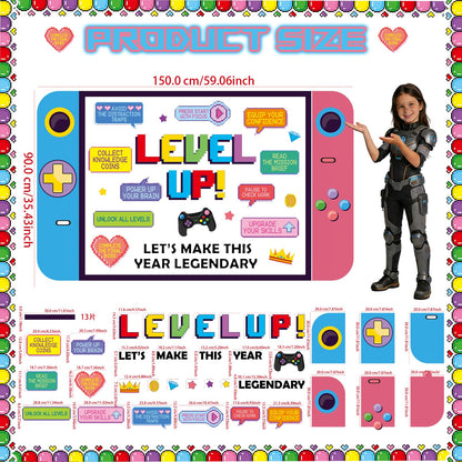 Video Game Growth Mindset Bulletin Board Decorations Set with Borders Level up Motivational Cutouts Decor for Teachers Back to School Bulletin Board for Class School Classroom Chalkboard Wall Decor