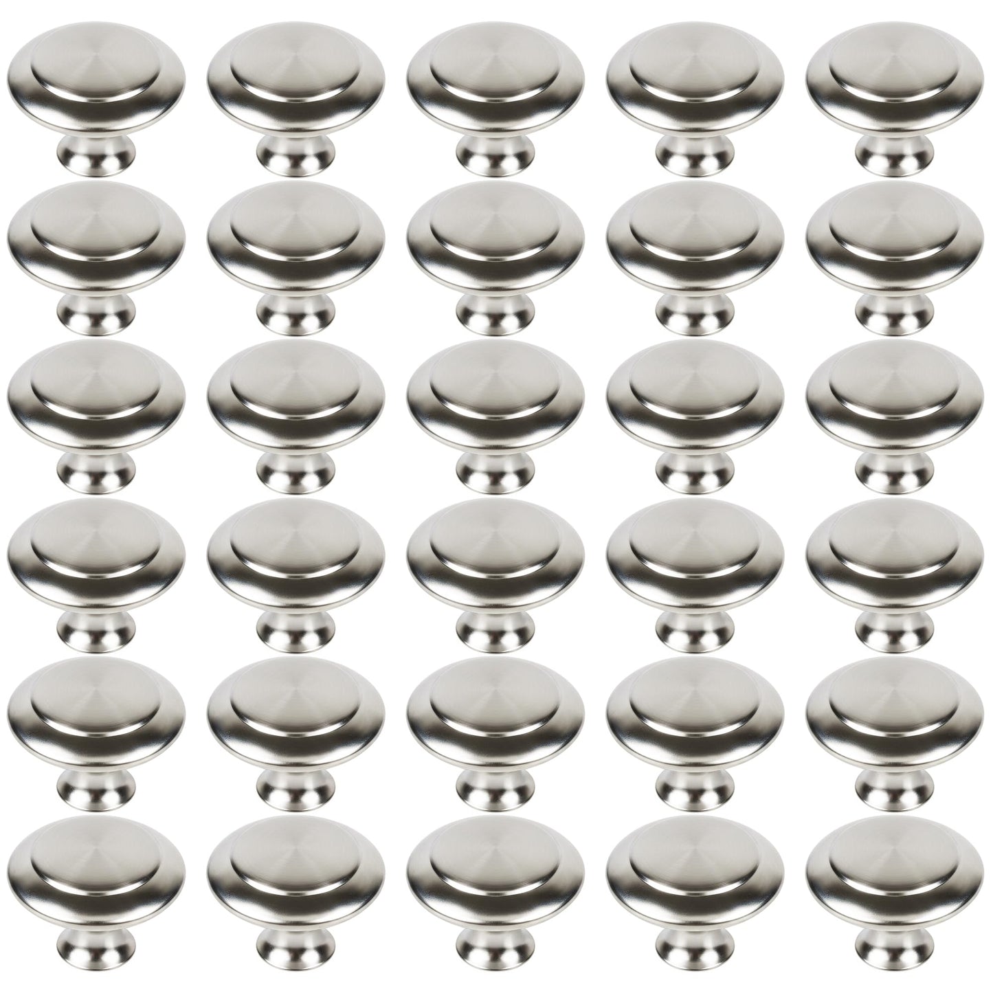 CHEF TIME 30 Packs Kitchen Cabinet Knobs Brushed Silver-Pull Hardware Handle,Drawer Knobs for Cupboard Door Drawer with Long Short Screws