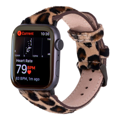 benvato Premium Handmade Leather Watch Band for Apple Watch SE 3 2 1 & Series 11 10 9 8 7 6 5 4 3 2 1 fits 42mm 41mm 40mm 38mm (Leopard w/Black Connector&Clasp)
