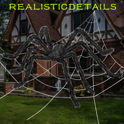 QPMR Halloween Decorations Outdoor, 2PCS 59" Scary Giant Spiders, Halloween Party Decorations, Large Haunted House Props,Yard Lawn Decorations Indoor Black