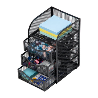 Mind Reader Desktop Accessory Storage, Paper Binder Clip Basket, Workspace, Office, Metal Mesh, 4.75" L x 5" W x 8" H, Black (Pack of 6)