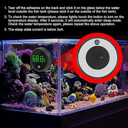 ACEIRMC 4pcs Fish Tank Digital Thermometer Accurate LED Display to ±0.9°F Tank Thermometer Aquarium Temperature Measurement Suitable for Fish, Axolotl, Turtle or Aquatic