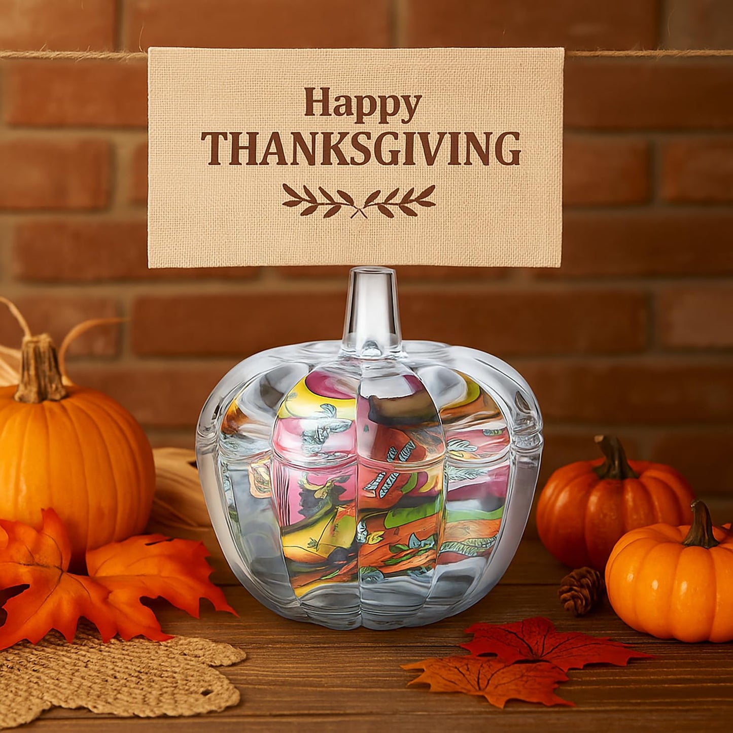 Tanlade 8 Pcs Glass Pumpkin Candy Jar Thanksgiving Candy Bowl Jars with Lids Pumpkin Container with Cover Transparent Target Glass Dish for Thanksgiving Home Party Wedding Decoration