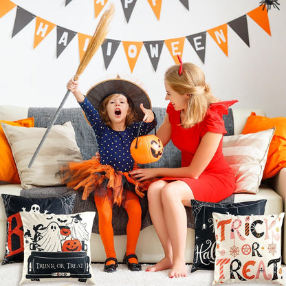 gisgfim 12Pcs Halloween Pillow Covers 18 x 18 inch Boo Ghost Pillow Covers Happy Halloween Cushion Cases Decorations Cushion Case Decorations for Home Bed Sofa Couch Farmhouse Holiday Decor