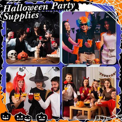 Potchen 100 Pcs Plastic Straws Disposable Drinking Straw Bulk for Cocktail Summer Wedding Birthday Party Spooky Party Supplies(Black,Ghost)