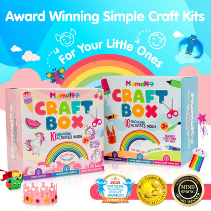 Mumaloo Unicorn Craft Box - 10 Fun Arts and Crafts for Kids Ages 4-8, No Mess, Educational, Mermaid Art Projects, Toddler Crafts & Activities Kit with Supplies, Gift for Girls 3 4 5 6 7 8 Years Old