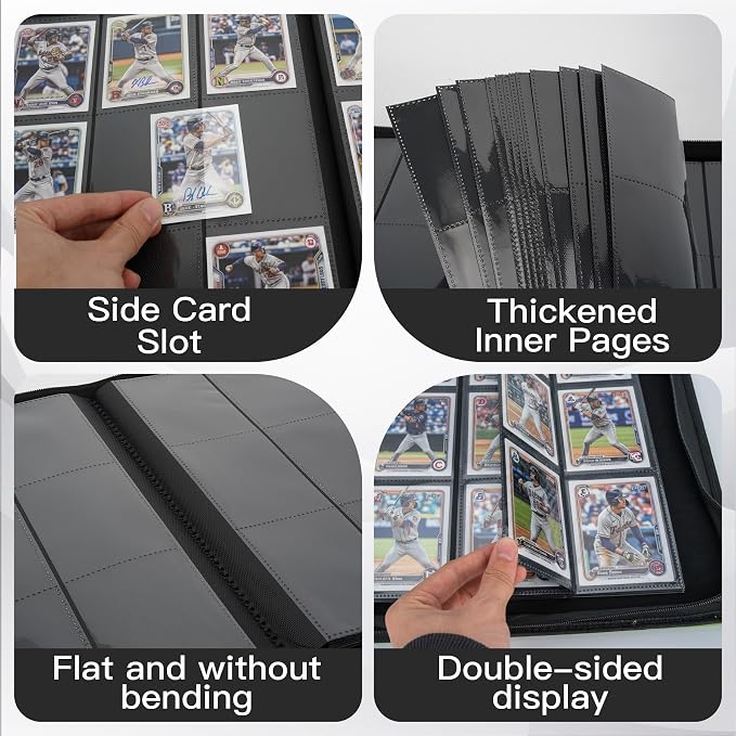 Premium Card Binder 12 Pocket for 720 Pockets Trading Card Binder, PU Zipper Card Collection Album, Book Holder for MTG, TCG, Game Cards, Sports Cards(Orange)