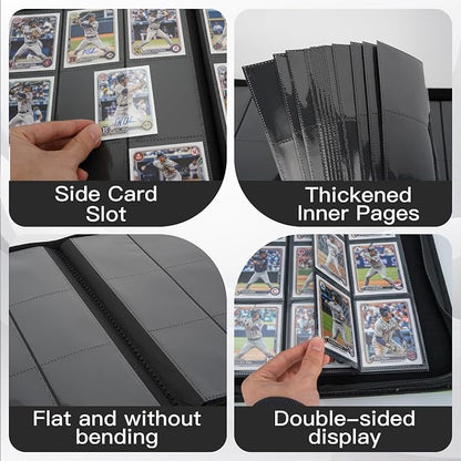 Premium Card Binder 12 Pocket for 720 Pockets Trading Card Binder, PU Zipper Card Collection Album, Book Holder for MTG, TCG, Game Cards, Sports Cards(Red)