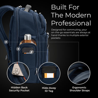 Briggs & Riley Medium Cargo Backpack for Women & Men - Laptop Backpack, For Work & Travel, Lightweight & Durable, Padded Straps, Fits up to 15" Laptop - @work Collection, Navy