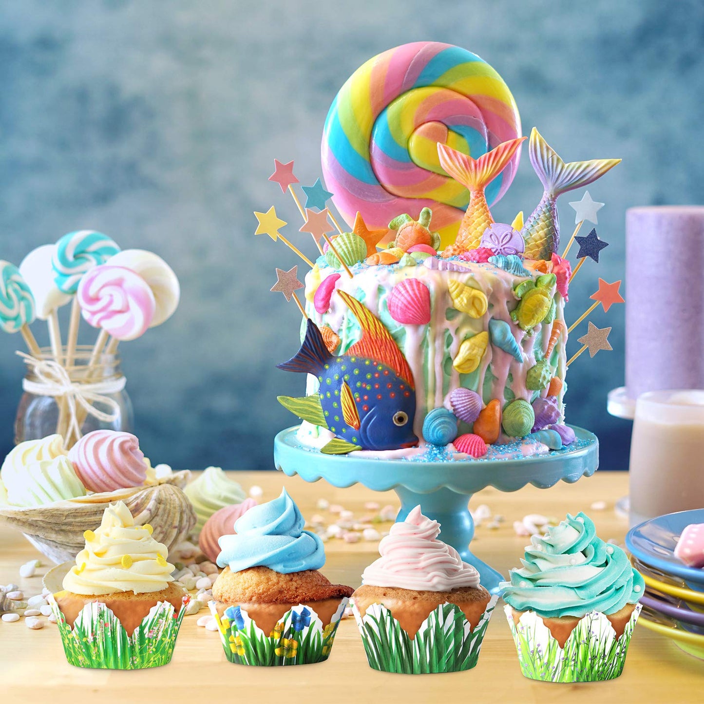 Patelai 240 Pcs Flower Petal Cupcake Liners 6 Styles Disposable Summer Floral Dessert Baking Cups Wildflower Grass Paper Muffin Wrappers Decor for Bridal Baby Shower Wedding Birthday Party Supplies